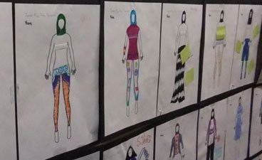 Student drawings of athletic wear. 