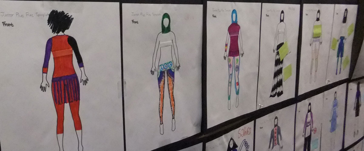 Student drawings of athletic wear. 